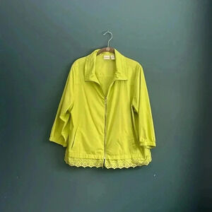 Zenergy by‎ Chico’s vibrant, lime, green light weight jacket women’s size L or 2